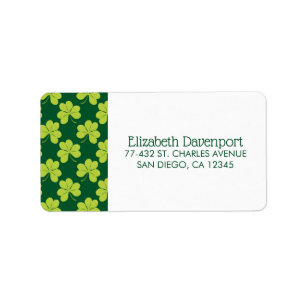 Niedliches Green Clover Muster Adressaufkleber