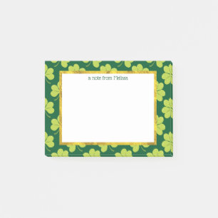 Niedliches Green Clover Muster Post-it Klebezettel