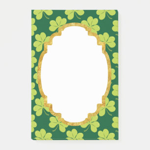 Niedliches Green Clover Muster Post-it Klebezettel