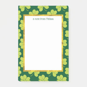 Niedliches Green Clover Muster Post-it Klebezettel