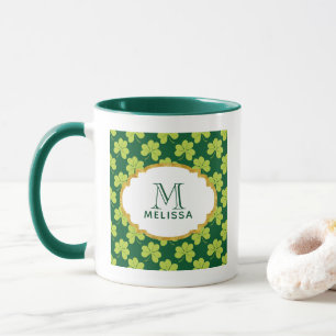 Niedliches Green Clover Pattern mit Extravagantem  Tasse