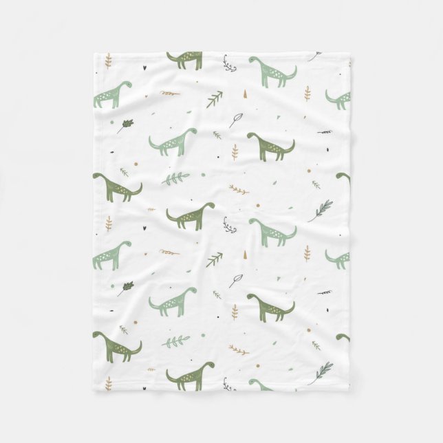 Niedliches Green Dinosaurier Muster Fleecedecke (Vorderseite)