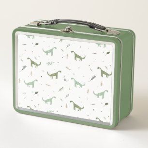 Niedliches Green Dinosaurier Muster Metall Brotdose
