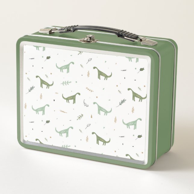 Niedliches Green Dinosaurier Muster Metall Brotdose (Vorderseite)