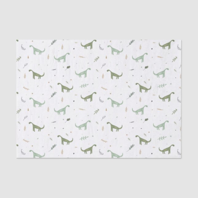Niedliches Green Dinosaurier Muster Seidenpapier (Vorderseite)