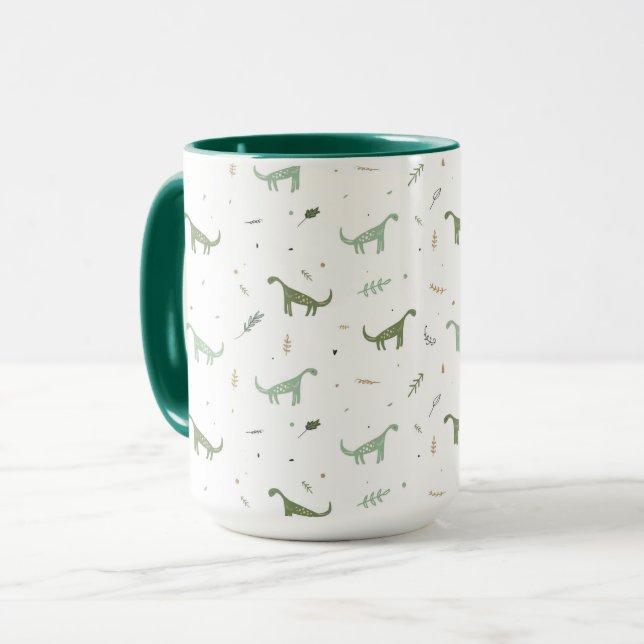 Niedliches Green Dinosaurier Muster Tasse (Vorderseite Links)