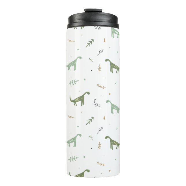 Niedliches Green Dinosaurier Muster Thermosbecher (Vorderseite)