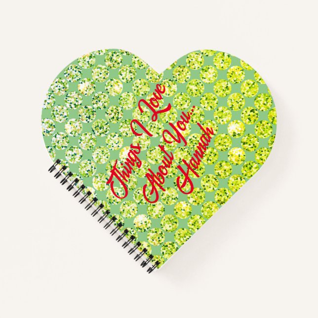 Niedliches Green Feminine Personal Notebook mit Na Notizbuch (Vorderseite)