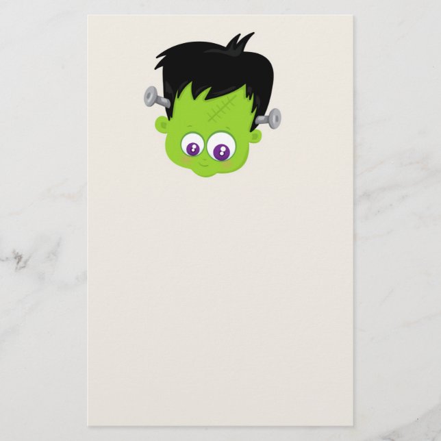 Niedliches Green Frankenstein Monster-Gesicht Hall Briefpapier (Vorderseite)