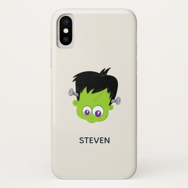 Niedliches Green Frankenstein Monster-Gesicht Hall Case-Mate iPhone Hülle (Rückseite)