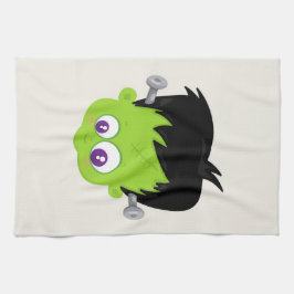 Niedliches Green Frankenstein Monster-Gesicht Hall Geschirrtuch