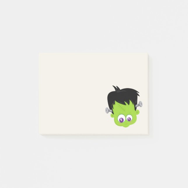 Niedliches Green Frankenstein Monster-Gesicht Hall Post-it Klebezettel (Vorderseite)