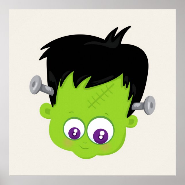 Niedliches Green Frankenstein Monster-Gesicht Hall Poster (Vorne)