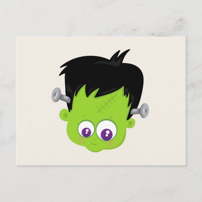 Niedliches Green Frankenstein Monster-Gesicht Hall Postkarte (Vorderseite)