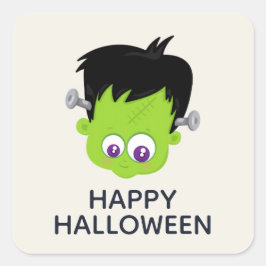 Niedliches Green Frankenstein Monster-Gesicht Hall Quadratischer Aufkleber