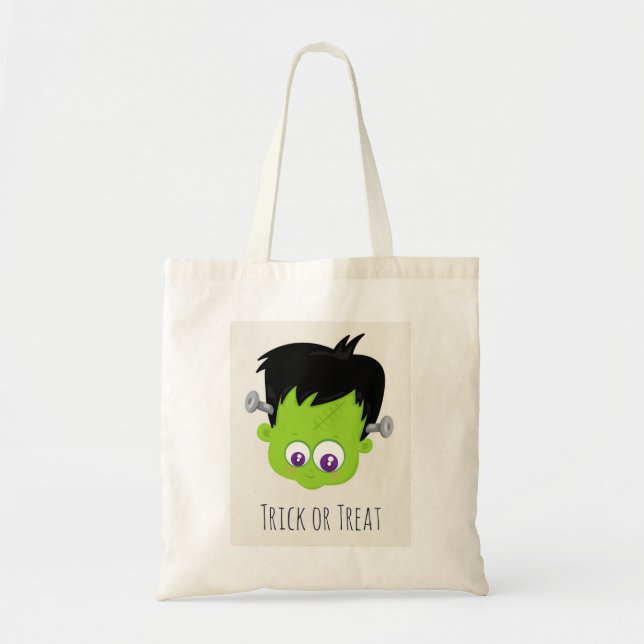 Niedliches Green Frankenstein Monster-Gesicht Hall Tragetasche (Vorne)