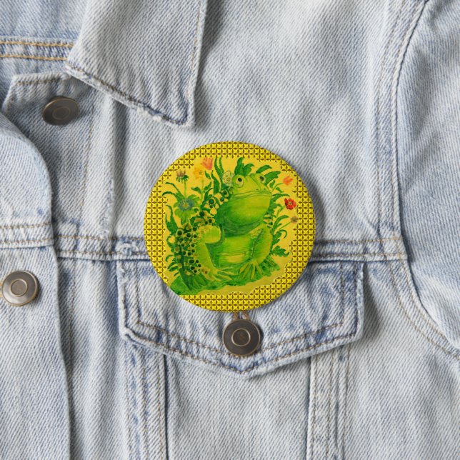 Niedliches Green Frog Artwork Gemälde Button (Beispiel)