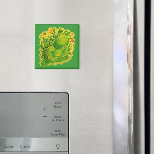 Niedliches Green Frog Artwork Gemälde Magnet (In Situ (Kühlschrank))