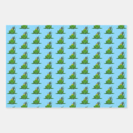 Niedliches Green Frosch Design Geschenkpapier Set