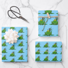 Niedliches Green Frosch Design Geschenkpapier Set