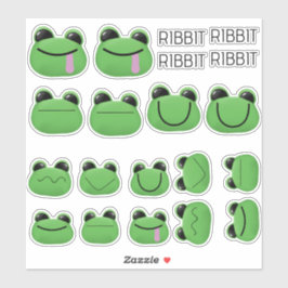 Niedliches Green Frosch Sticker Set
