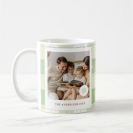Niedliches Green Gingham Kariert Custom Family Fot Kaffeetasse