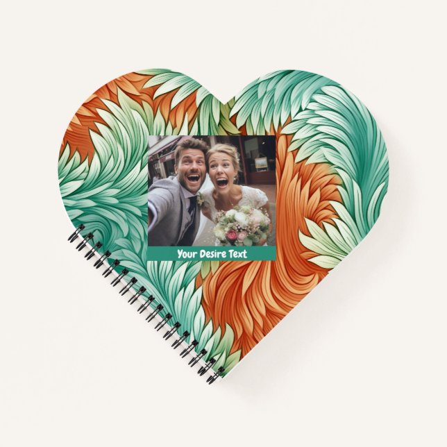 Niedliches Green Orange Floral Custom Spiral Noteb Notizbuch (Vorderseite)