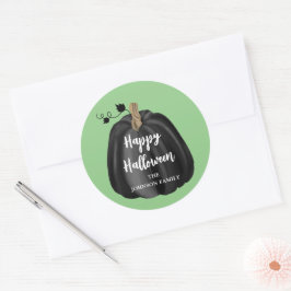 Niedliches Green Script Pumpkin Happy Halloween Runder Aufkleber