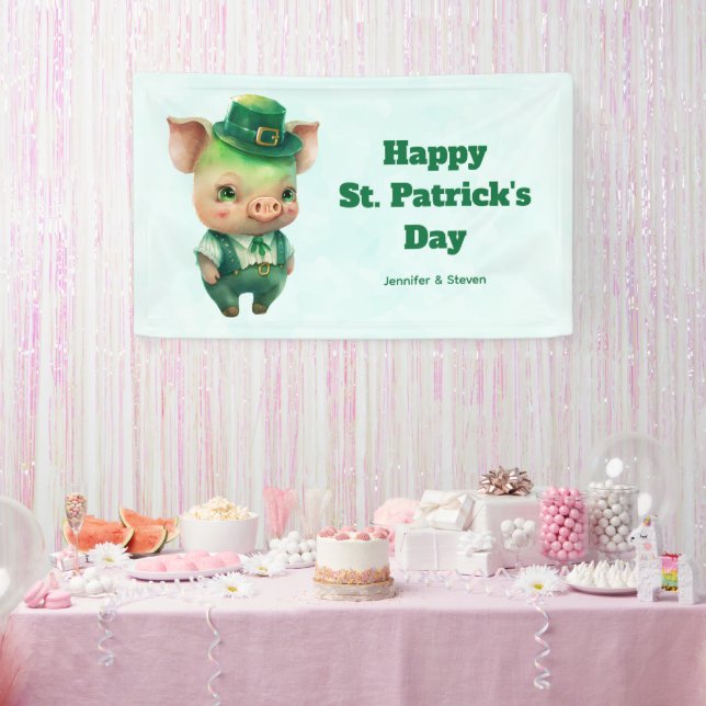 Niedliches Green St. Patrick's Day Pig Party Banner (Party)