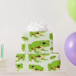 Niedliches Green Tree Frog Muster Geschenkpapier