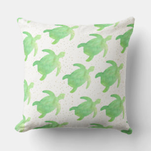 Niedliches Green Watercolor Sea Turtle Muster Kissen