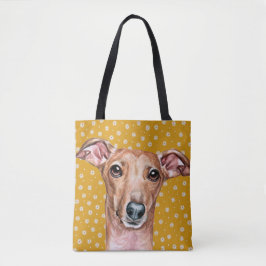 Niedliches Greyhound Yellow White Blume Muster Tasche