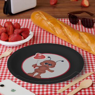 Niedliches Grillensteak-Ameisen-Party Pappteller