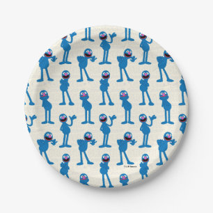Niedliches Grover Muster Pappteller