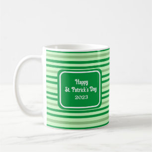Niedliches Grün gestreift Happy St Patricks Day Ad Kaffeetasse