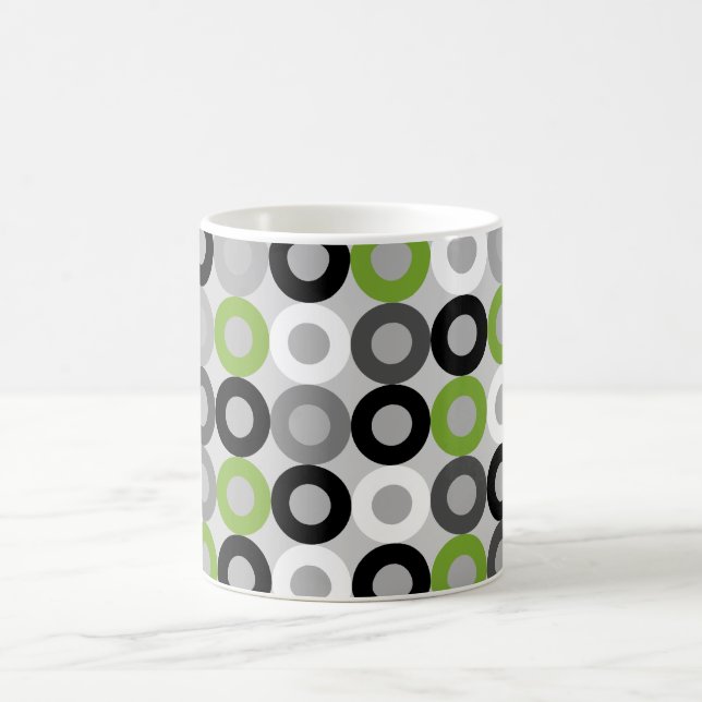 Niedliches grün-schwarz-weiße Punktvektormuster Kaffeetasse (Mittel)