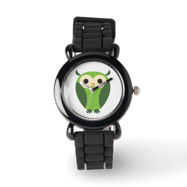 Niedliches Grün und Beige-Cartoon Armbanduhr (Vorderseite)