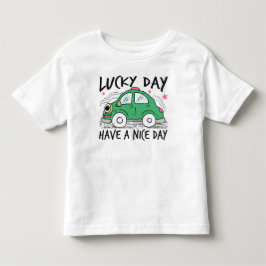 Niedliches grünes Auto Lucky Day Kleinkind T - Shi T-shirt