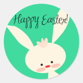 Niedliches grünes Bunny für Ostern Runder Aufkleber