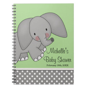 Niedliches grünes Elefant-Baby-Duschen-Gast-Buch Notizblock