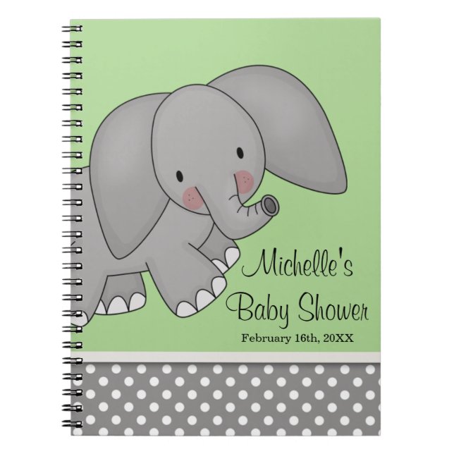 Niedliches grünes Elefant-Baby-Duschen-Gast-Buch Notizblock (Vorderseite)