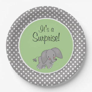 Niedliches grünes Elefant-Geschlechts-neutrale Pappteller