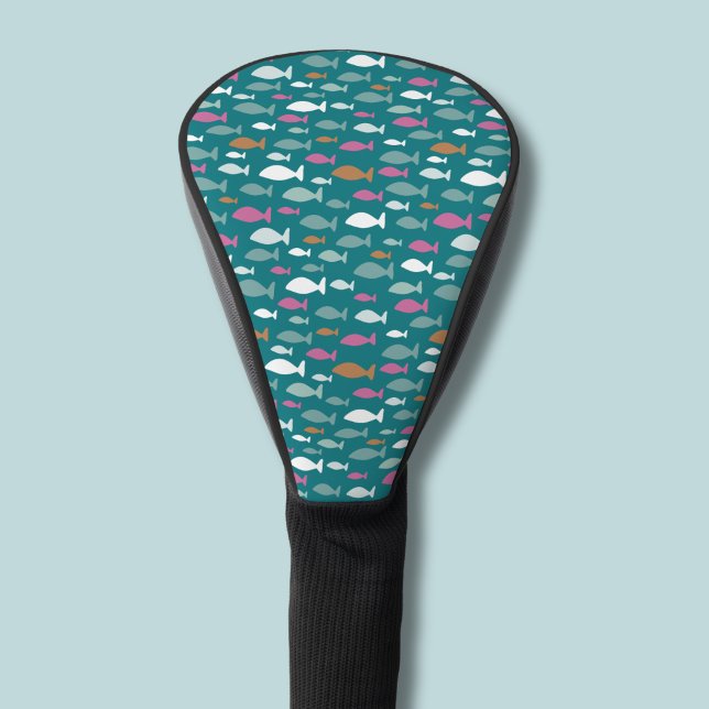 Niedliches grünes Fischmuster Golf Headcover (FIsh Shoal green patterned golf head cover)