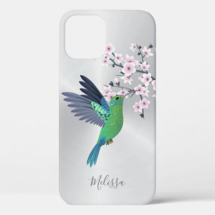 Niedliches Grünes Hummingbird Cherry Blossom Monog Case-Mate iPhone Hülle