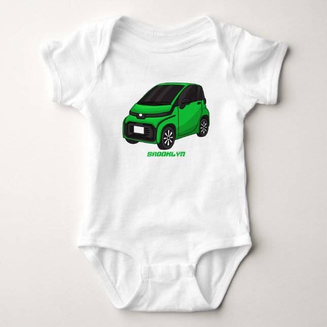 Niedliches grünes Kleinwagen Baby Strampler (Vorderseite)