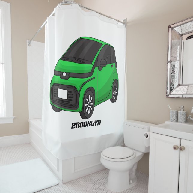 Niedliches grünes Kleinwagen Duschvorhang (Beispiel)