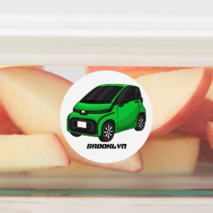 Niedliches grünes Kleinwagen Etiketten