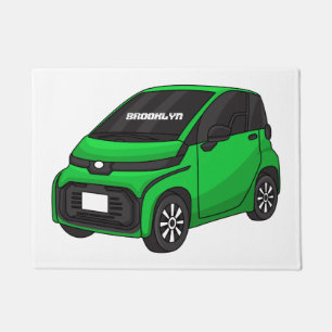 Niedliches grünes Kleinwagen Fußmatte