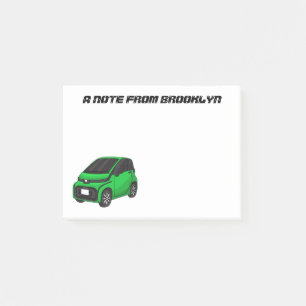 Niedliches grünes Kleinwagen Post-it Klebezettel