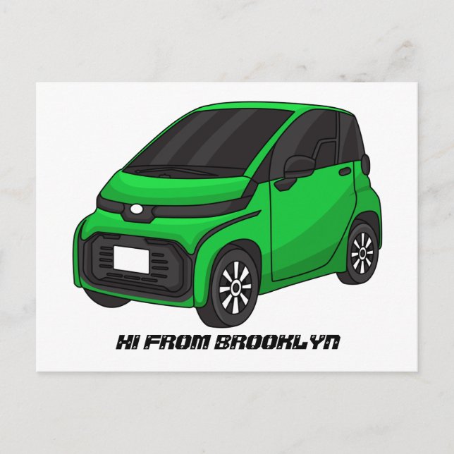 Niedliches grünes Kleinwagen Postkarte (Vorderseite)
